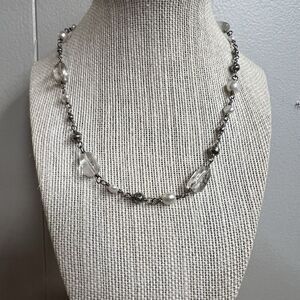 Silpada Sterling Silver Freshwater Pearl & Crystal Necklace 16-18” N1602 Retired